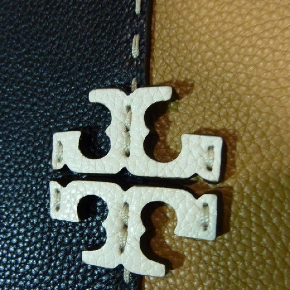 NEW Tory Burch McGraw Tiramisu Tan/Black Color Block Large Leather Tote Bag - Picture 14 of 14